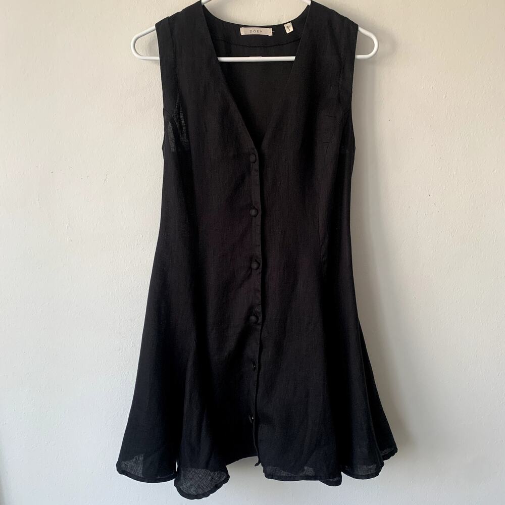 Doen Black Sleeveless Button-Front Mini Dress - Picture 6 of 14